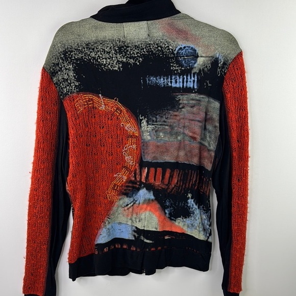 Fresh FX Orange and Black Artistic Graphic Sweater Jacket - Picture 5 of 12